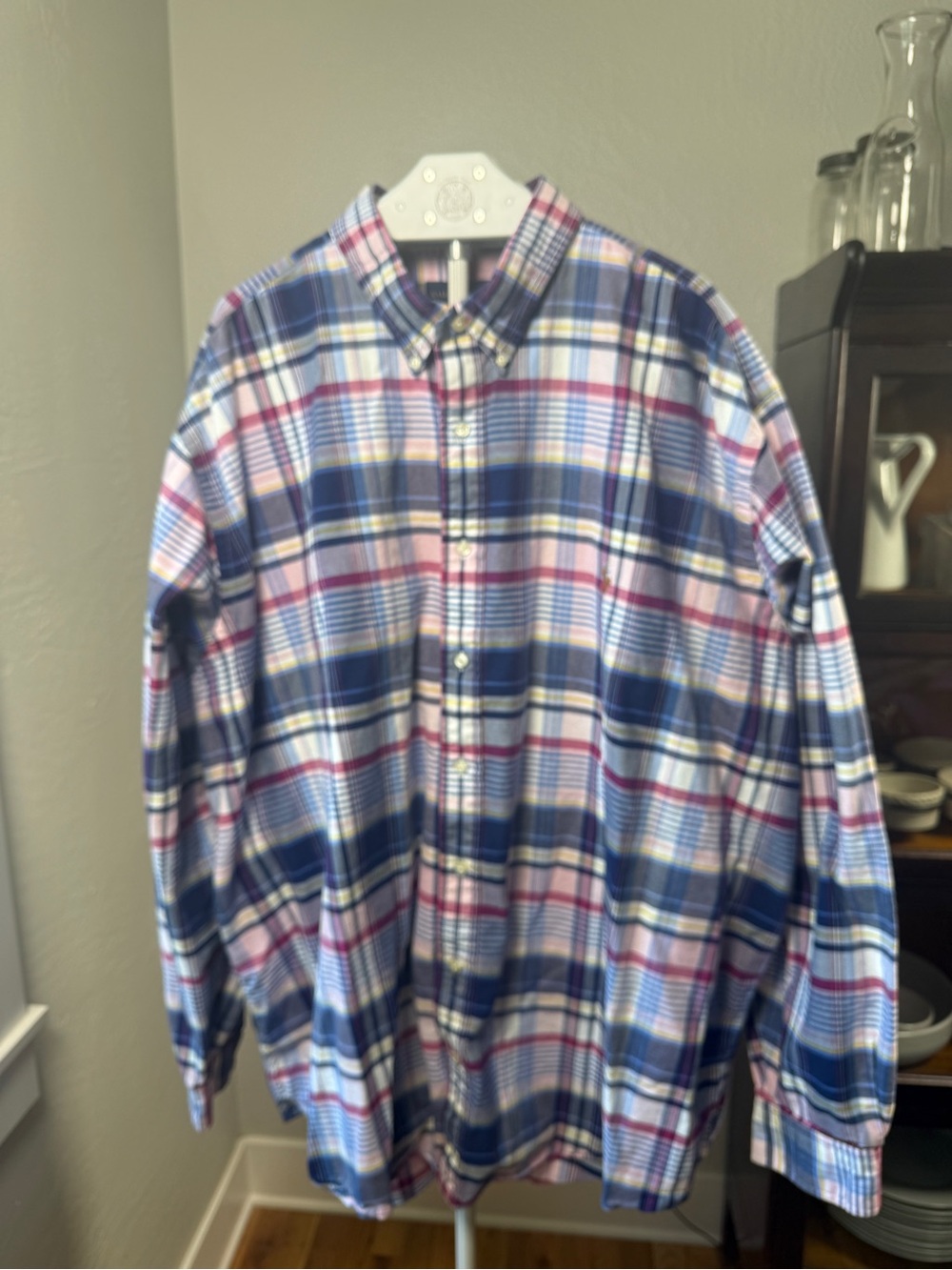 Ralph Lauren Plaid Button-Down Shirt 4XLT Big & Tall Pink Blue Cotton Oxford